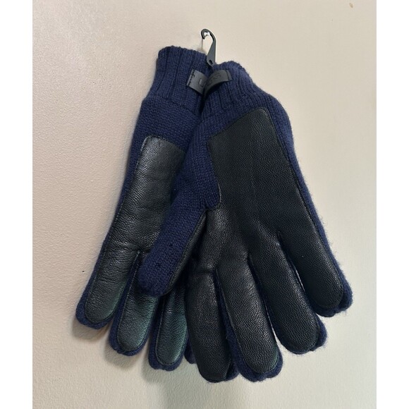 UGG NWT Navy Cashmere Wool Blend Leather Palm Tech Gloves Size Large/XL flawed - Picture 2 of 9